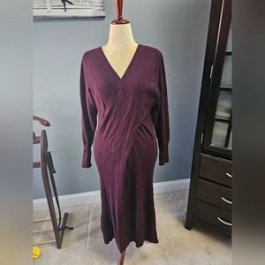 Jennifer Lopez 1X Plum Faux Wrap Sweater Dress